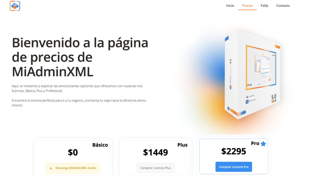 Página de Precios MiAmdinXML